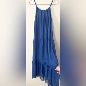 Bellambra Dark Blue Silk Blend Tiered Dress